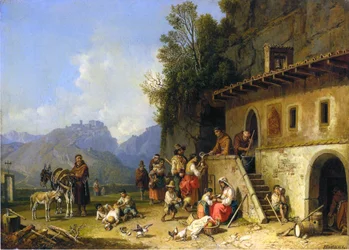 Monks feeding the poor, Italy, 1864-65